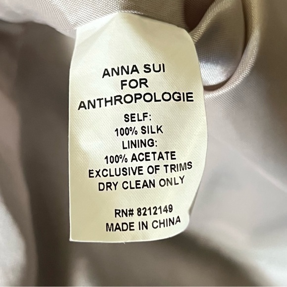 Anna Sui For Anthropologie Elfine‎ Stitch Floral Silk Shift Sheath Dress Sz 0 - Picture 9 of 15